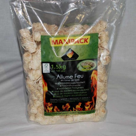 Llana de fusta d'encesa 100% Natural MAXIPACK (125uts)