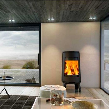 Estufa de llenya BOLD300 curvada i amb potes