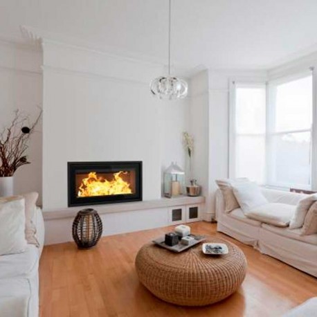 Llar de foc de llenya VISTA80 amb moderna porta de vidre