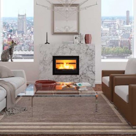 Insertable de llenya VISTA70I modern amb porta de vidre